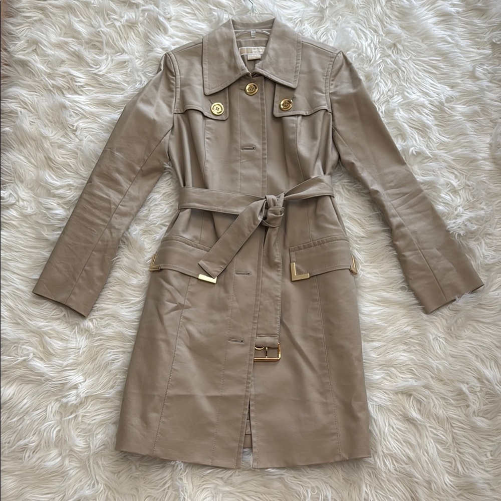Michael Kors Tan Trench Coat with Belt and Epaulettes
